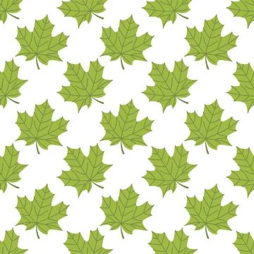 Cute Seamless Green Leaf Pattern Hand Drawn Illustration Stock Illustration