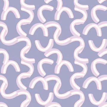 Cute seamless pattern with 3d abstract random shapes print. Pastel purple bac Stock Illustration