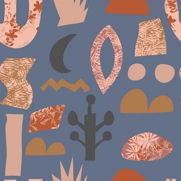 Cute seamless pattern with abstract aesthetic floral shapes. Infinity backg.. Stock Illustration