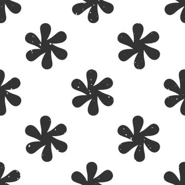 Cute seamless pattern with abstract flower motif with vintage texture Stock Illustration