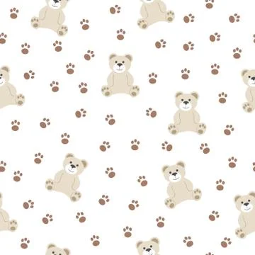 Cute seamless pattern with animal bear Stock Illustration