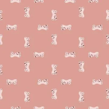 Cute seamless pattern in animal style with pets bone toys ornament. Pink past Illustrazione stock