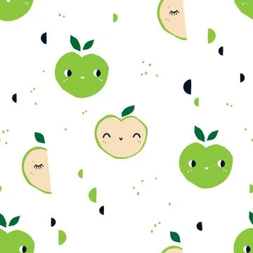 Cute seamless pattern with apples Stock Illustration