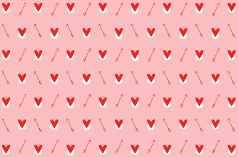 Cute seamless pattern with arrows and hearts Stock Illustration