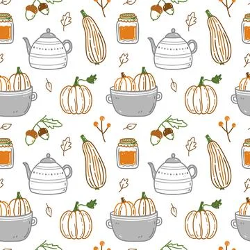 Cute seamless pattern with autumn elements イラスト素材
