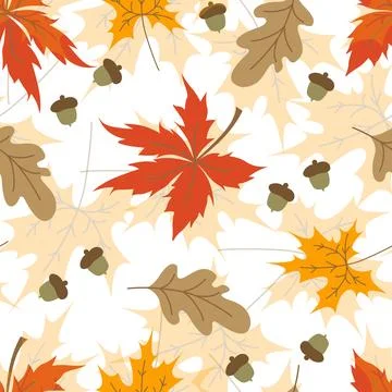 Cute seamless pattern with autumn leaves for kids textile and wallpaper. Colo Stock Illustration