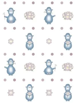 Cute seamless pattern for baby textile or wallpaper, with blue fantasy animal Stock Illustration