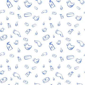 Cute seamless pattern with bath products Stock Illustration