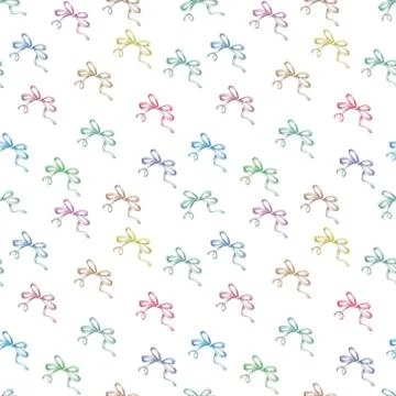 Cute seamless pattern with beautiful hand drawn bows Watercolor pattern backg 库存插图