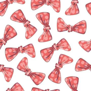 Cute seamless pattern with beautiful hand drawn bows. イラスト素材