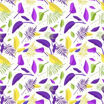 Cute seamless pattern from bright leaves. Multicoloured spring or summer print Stock Illustration