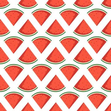 Cute seamless pattern with bright red watermelon Stock Illustration