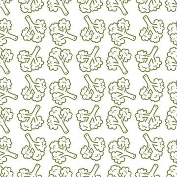 Cute Seamless Pattern with Broccoli Illustrazione stock