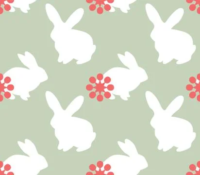 Cute seamless pattern with bunnies Stock Illustration