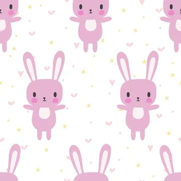 Cute seamless pattern with cartoon bunny. Cartoon baby animals. Funny backg.. Stock Illustration