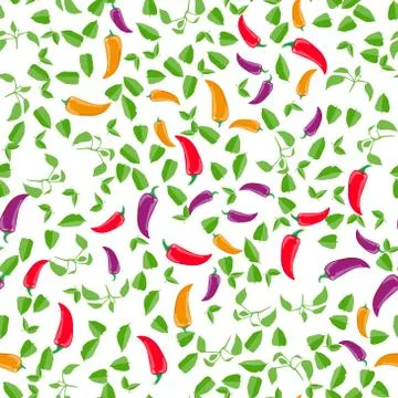 Cute seamless pattern with cartoon Chili peppers Stockillustratie