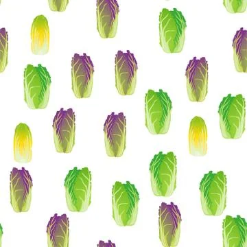 Cute seamless pattern with cartoon Chinese cabbage Stockillustratie