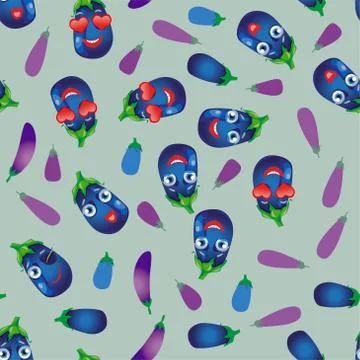 Cute seamless pattern with cartoon emoji vegetables Illustrazione stock