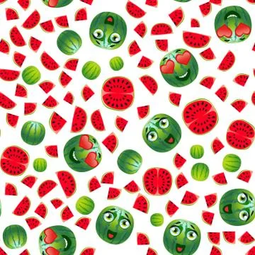 Cute seamless pattern with cartoon emoji vegetables Illustrazione stock