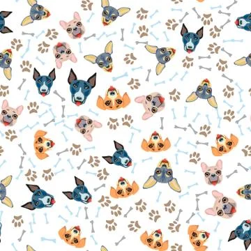 Cute seamless pattern with cartoon emoji dog Illustrazione stock