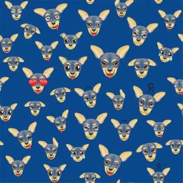 Cute seamless pattern with cartoon emoji dog Illustrazione stock