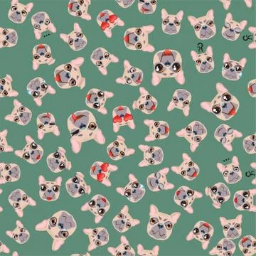 Cute seamless pattern with cartoon emoji dog Illustrazione stock