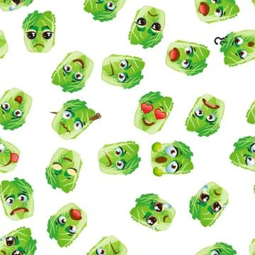 Cute seamless pattern with cartoon emoji Chinese cabbage Illustrazione stock
