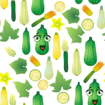 Cute seamless pattern with cartoon emoji vegetables Illustrazione stock