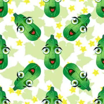Cute seamless pattern with cartoon emoji vegetables Illustrazione stock