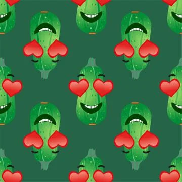Cute seamless pattern with cartoon emoji vegetables Illustrazione stock