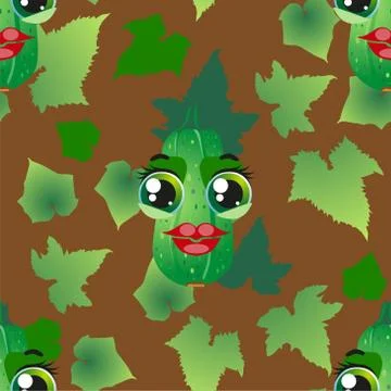 Cute seamless pattern with cartoon emoji vegetables Illustrazione stock