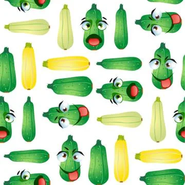 Cute seamless pattern with cartoon emoji vegetables Illustrazione stock