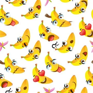Cute seamless pattern with cartoon emoji fruits 스톡 일러스트