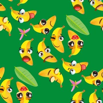Cute seamless pattern with cartoon emoji fruits 스톡 일러스트