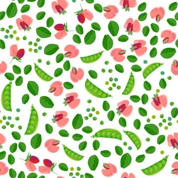 Cute seamless pattern with cartoon green pea Stock Illustration