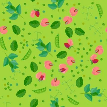 Cute seamless pattern with cartoon green pea Ilustración de archivo
