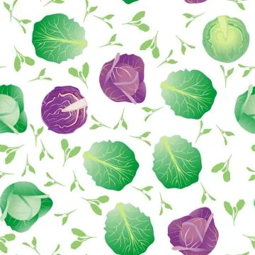 Cute seamless pattern with cartoon head of cabbage Ilustración de archivo