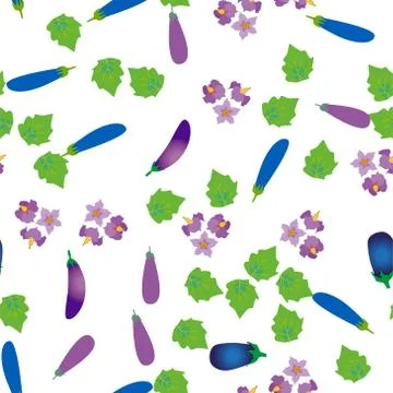 Cute seamless pattern with cartoon vegetables eggplant Illustrazione stock