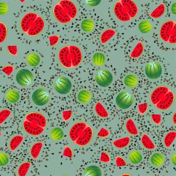 Cute seamless pattern with cartoon vegetables watermelon Illustrazione stock