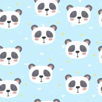 Cute seamless pattern for children with funny panda. Smile characters Illustrazione stock