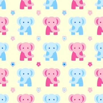 Cute seamless pattern, children's, elephant, Illustrazione stock