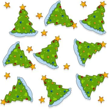 Cute seamless pattern with christmas tree and stars. Wrapping paper pattern Illustrazione stock