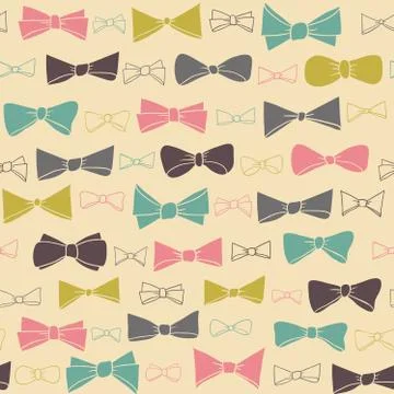 Cute seamless pattern of colored bows on a pastel  background. Illustrazione stock