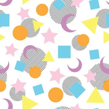Cute seamless pattern with colorful geometric shapes Stock Illustration