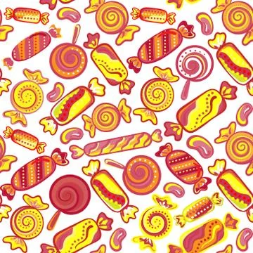Cute seamless pattern with colorful sweets. Seamless different sweets pattern Illustrazione stock