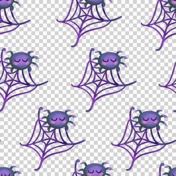 Cute seamless pattern with cute spider for Halloween. On white background. Stock Illustration