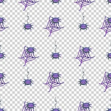 Cute seamless pattern with cute spider for Halloween. On white background. Stock Illustration