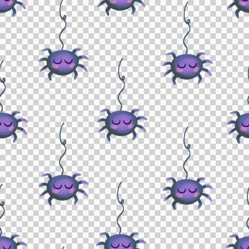Cute seamless pattern with cute spider for Halloween. On white background. Stock Illustration