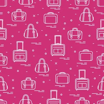 Cute seamless pattern with different bag and suitcases for travel. Summer tim Stock Illustration