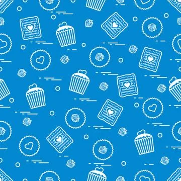 Cute seamless pattern with different romantic sweets. Love concept. Stock-Illustration
